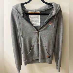 Aviator Nation Medium Hooded Grey Zipup